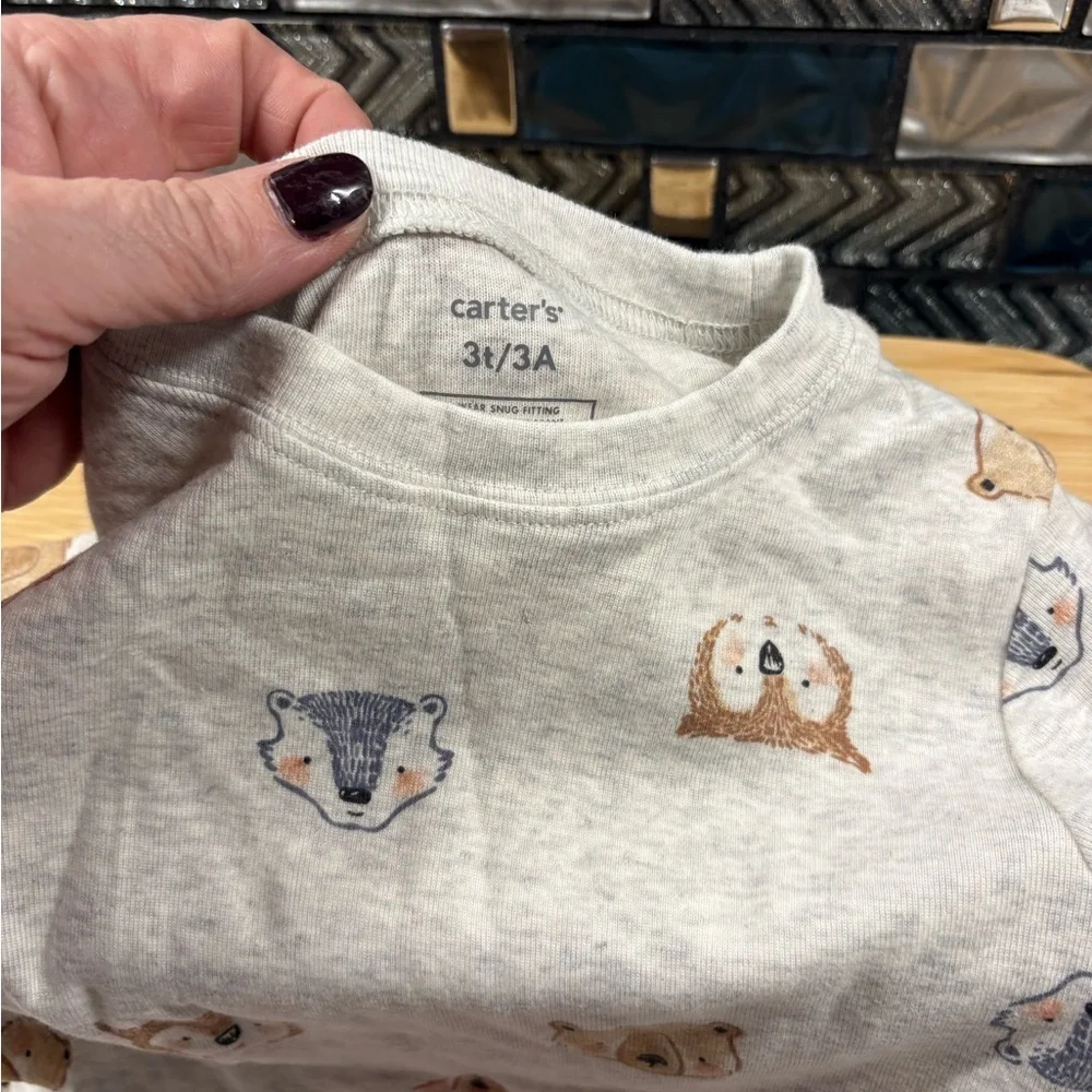 Carter's Cream and Brown Animal Print Kids Matching Set